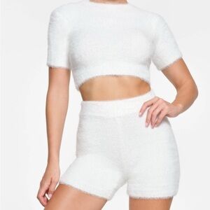 SKIMS White Fuzzy Pajama Set